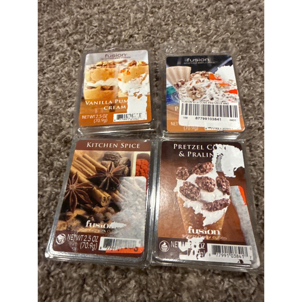 Fusion Scented Wax Cubes Bundle 2.5oz Vanilla Pumpkin Kitchen Spice Pretzel 4pk